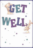 Filled with cheerful optimism, this get well card glows with playful warmth-a round teddy bear and a floppy-eared puppy joyfully bring to life the loving message of 'Get Well.' Their soft, animated forms support the vibrant, colourful letters, rendered in indigo and teal, set vividly against a creamy background. Scattered throughout are sparkling stars in purples, blues, and aquas, lending a whimsical sense of hope and wonder, as if each star carries a wish from the heart of Balham. The bear's cozy fur and the puppy's velvety ears are illustrated so richly it's as though you could feel their gentle touch-a sensation familiar to anyone who's received a comforting bouquet arranged by Flowers Balham for delivery along Streatham Hill or near Balham Park Road. The card's inviting design does more than send a message; it transmits affection and kindness, delivering a burst of reassurance to anyone recovering in Balham. With every element, from soft textures to vibrant colours, this card embodies the spirit of local care, making it a thoughtful addition to any bouquet wishing a swift and joyful recovery.